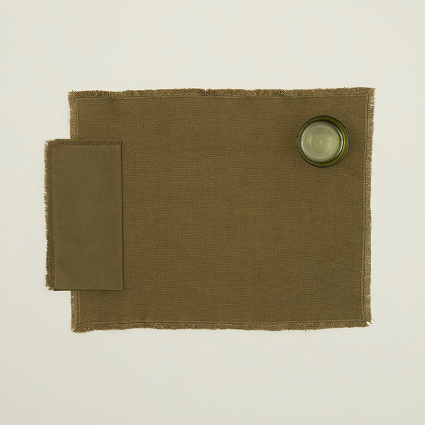 Essential Cotton Placemats, Set Of 4 - Olive 2 Essential Cotton Placemats, Set Of 4 - Olive - Image 2