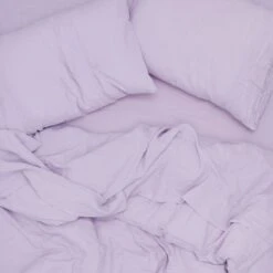 Simple Linen Fitted Sheet - Lilac -Home Furnishing Store 2023 FW NEW HNY0702
