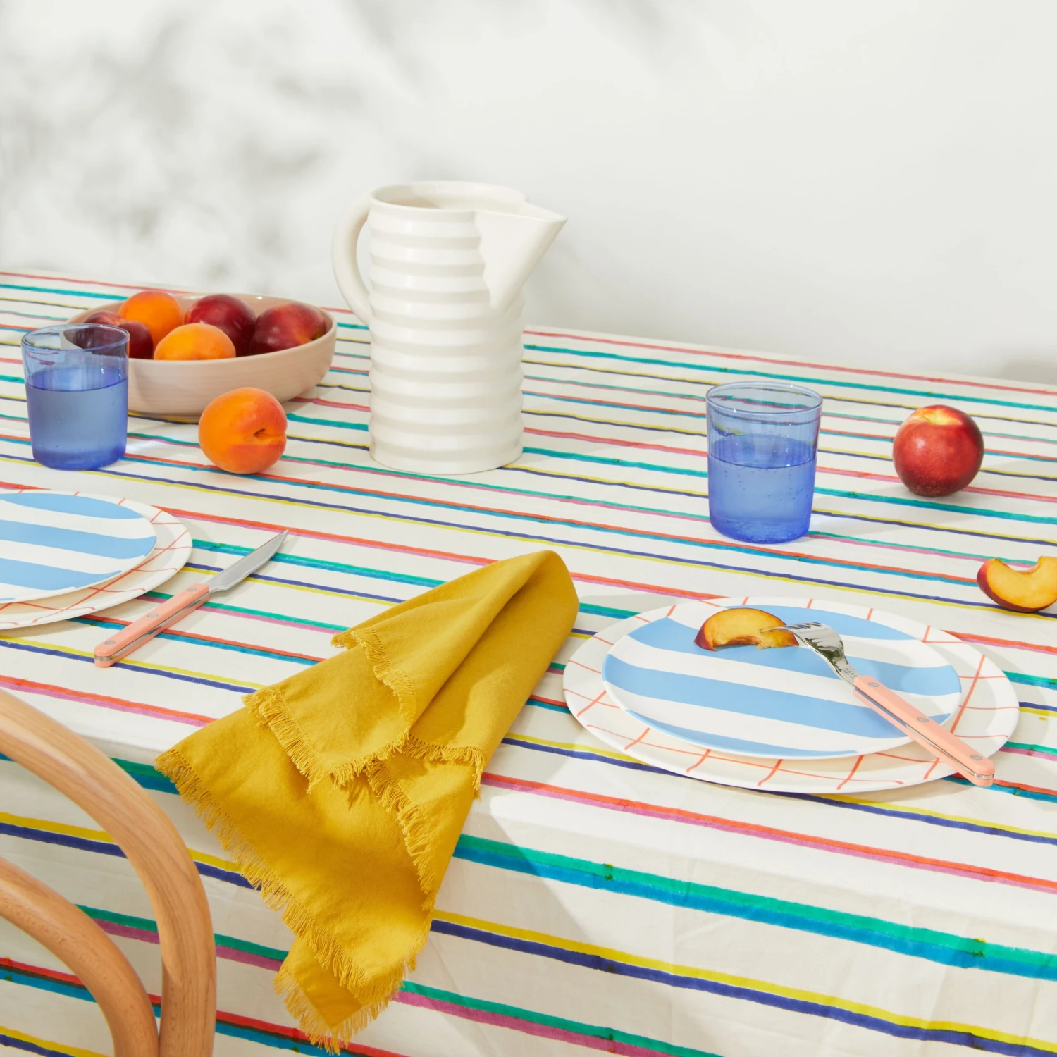 Bamboo Melamine Dinner Plate, Set Of 4 - Red Grid 3 Bamboo Melamine Dinner Plate, Set Of 4 - Red Grid - Image 3