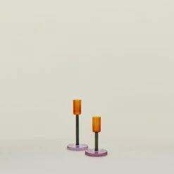 Color Block Candle Holder - Orange/Grey