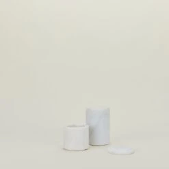 Modern Marble Canister - White