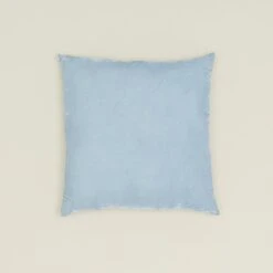 Reversible Velvet + Linen Pillow - Sky