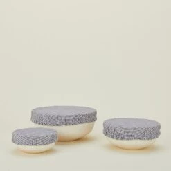 Linen Bowl Cover, Set Of 3 - Blue Stripe