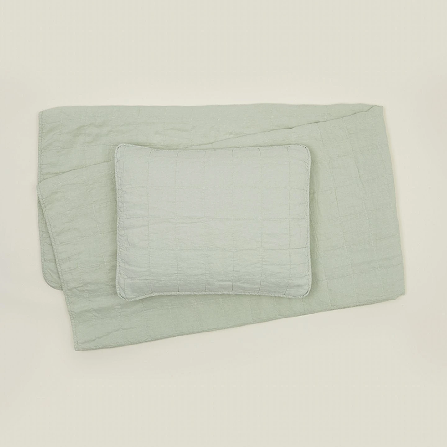 Simple Linen Quilted Shams, Set Of 2 - Sage 4 Simple Linen Quilted Shams, Set Of 2 - Sage - Image 4