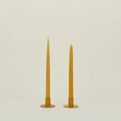 Essential Metal Candle Holders, Set Of 2 - Mustard