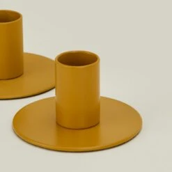 Essential Metal Candle Holders, Set Of 2 - Mustard -Home Furnishing Store HNY.100.40.010.365 detail 2