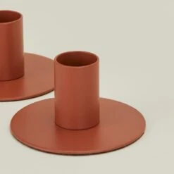 Essential Metal Candle Holders, Set Of 2 - Terracotta -Home Furnishing Store HNY.100.40.010.770 detail 2