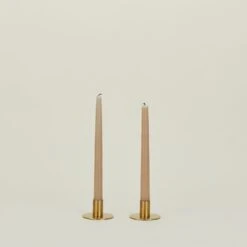 Essential Metal Candle Holders, Set Of 2 - Brass
