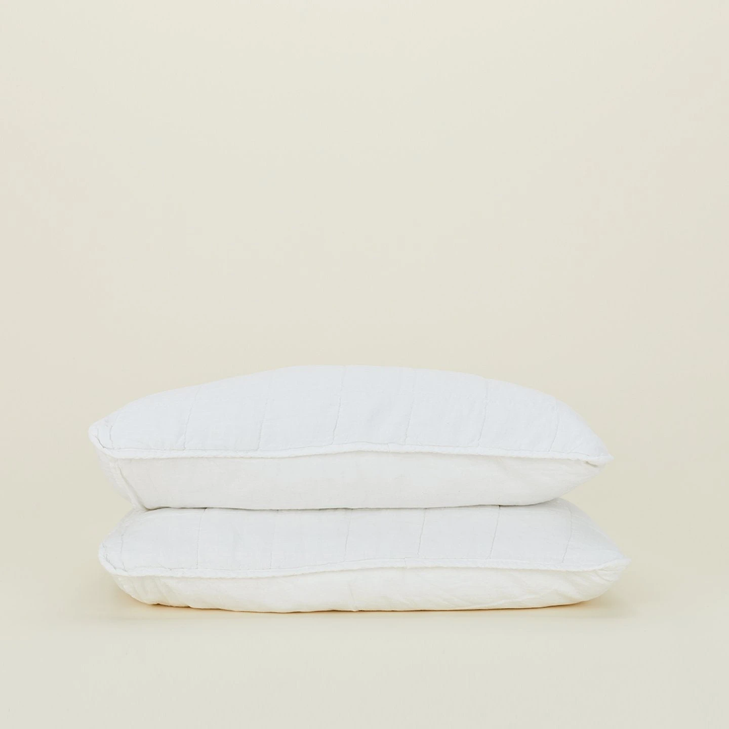 Simple Linen Quilted Shams, Set Of 2 - White 1 Simple Linen Quilted Shams, Set Of 2 - White