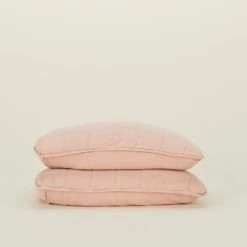 Simple Linen Quilted Shams, Set Of 2 - Blush