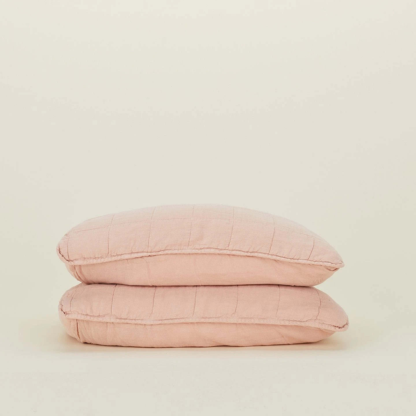 Simple Linen Quilted Shams, Set Of 2 - Blush 1 Simple Linen Quilted Shams, Set Of 2 - Blush