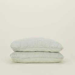 Simple Linen Quilted Shams, Set Of 2 - Sage