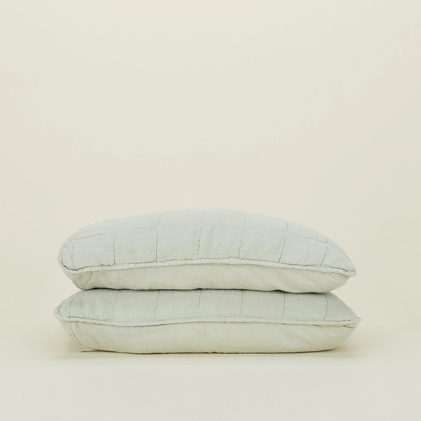 Simple Linen Quilted Shams, Set Of 2 - Sage 1 Simple Linen Quilted Shams, Set Of 2 - Sage