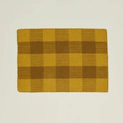 Simple Plaid Rug - Mustard/Bronze