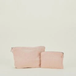 Simple Linen Zipper Pouch - Blush