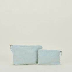Simple Linen Zipper Pouch - Sky