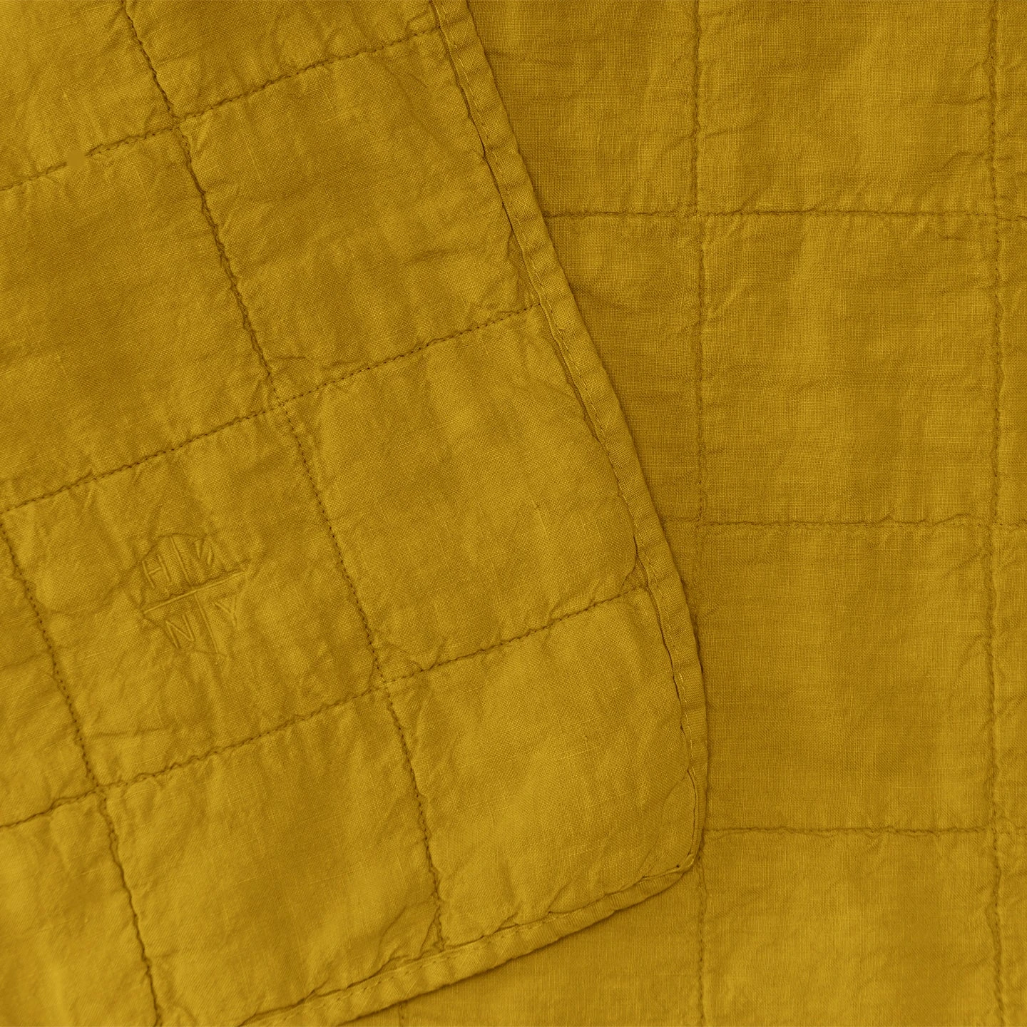 Simple Linen Quilt - Mustard 2 Simple Linen Quilt - Mustard - Image 2