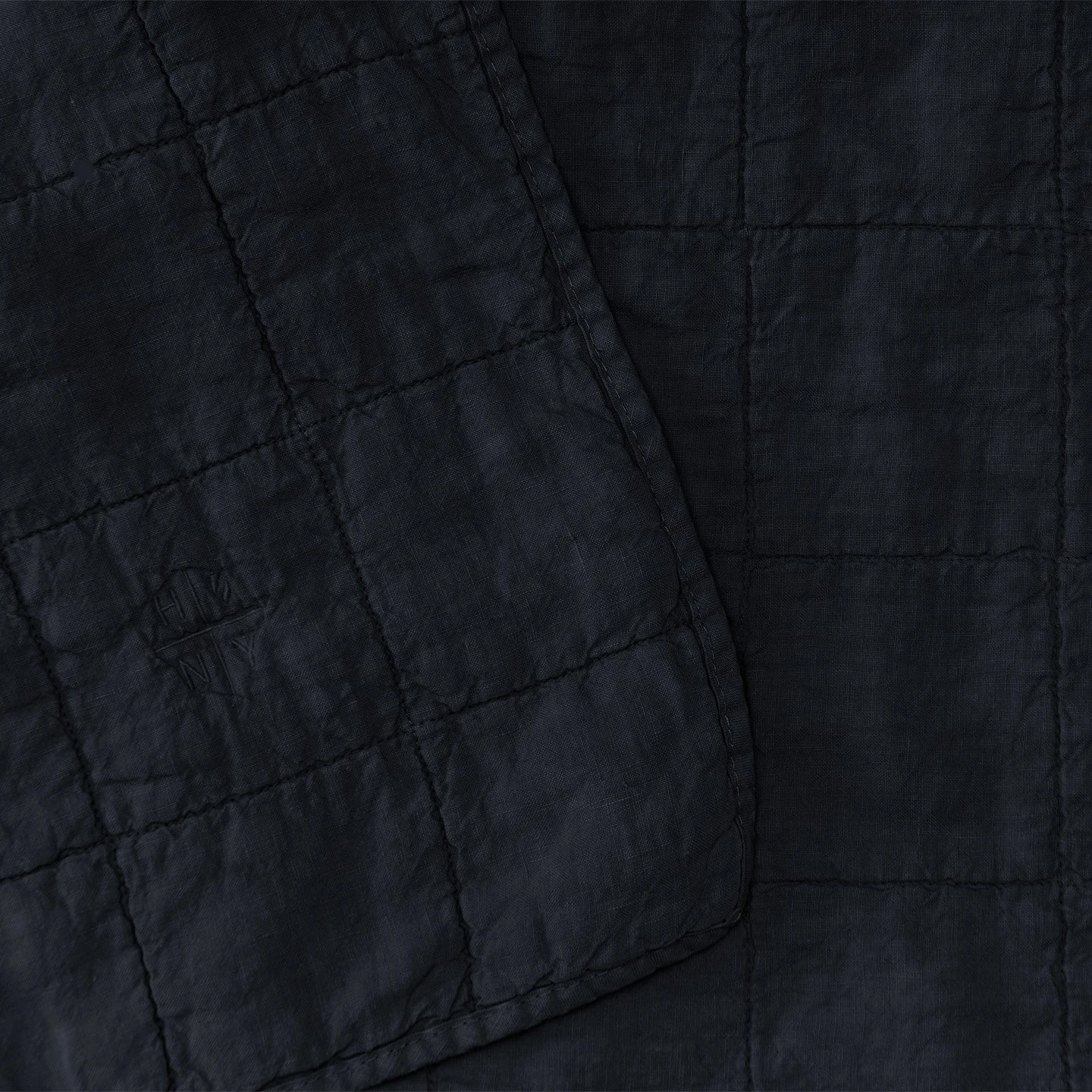 Simple Linen Quilt - Navy 2 Simple Linen Quilt - Navy - Image 2