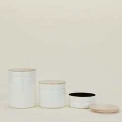 Enamel Storage Container - White