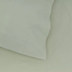 Essential Percale Sheet Set - Sage -Home Furnishing Store SAGE PILLOWCASE DETAIL