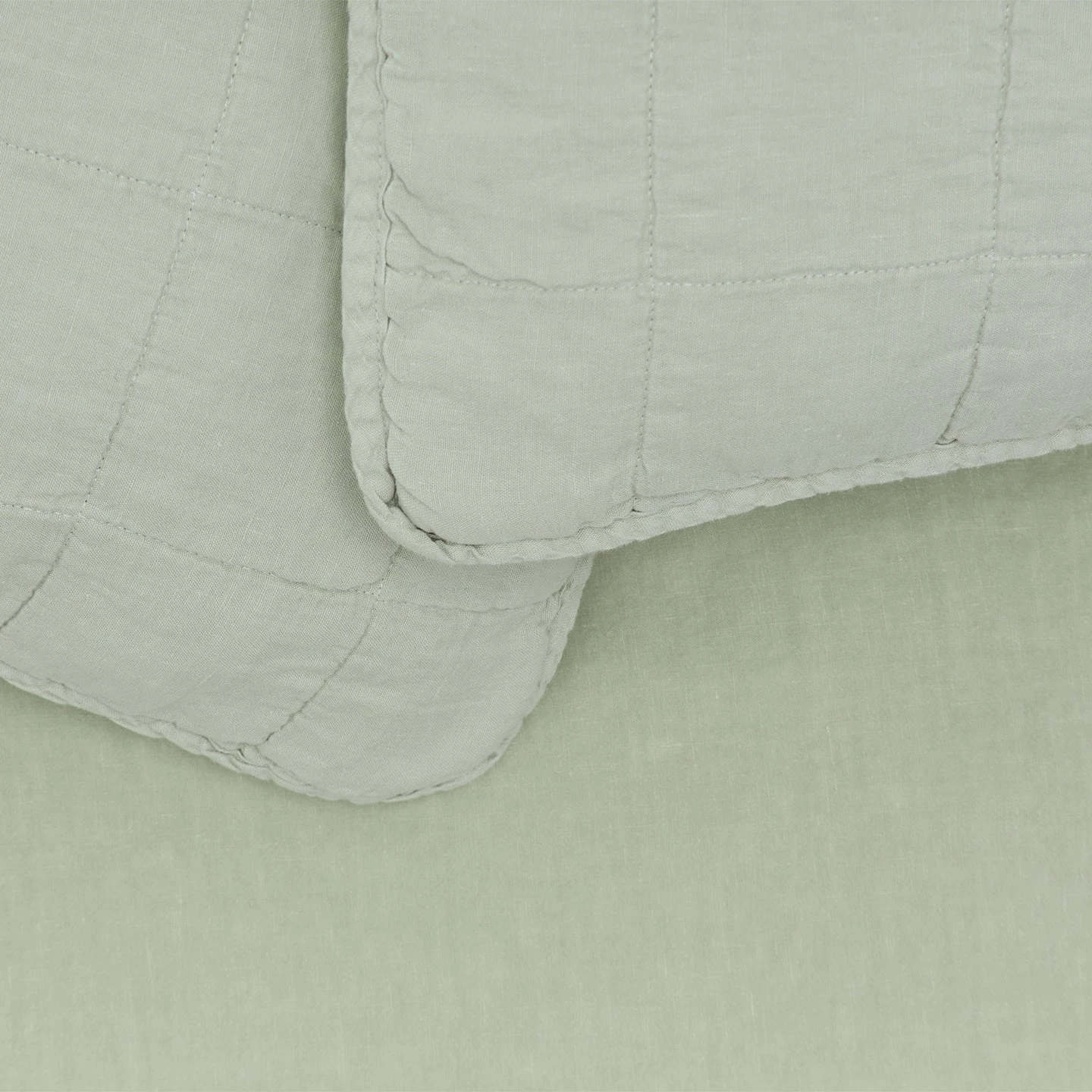 Simple Linen Quilted Shams, Set Of 2 - Sage 2 Simple Linen Quilted Shams, Set Of 2 - Sage - Image 2