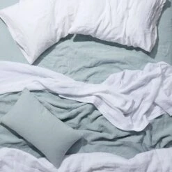 Simple Linen Fitted Sheet - Sky -Home Furnishing Store SS20 Day13445