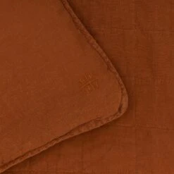 Simple Linen Quilted Shams, Set Of 2 - Terracotta -Home Furnishing Store TERRACOTTA QUILTEDSHAM DETAIL 2