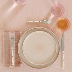 Essential Striped Dinner Napkin, Set Of 4 - Blush/Terracotta -Home Furnishing Store essential napkin blush striped assorted glassware dinnerware flatware tablecloth 1