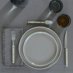 Essential Cotton Tablecloth - Dark Grey -Home Furnishing Store essential tablecloth grey solid assorted glassware dinnerware flatware tablecloth 1