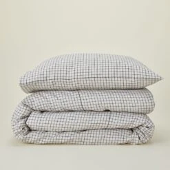 Checked Linen Duvet Cover -Home Furnishing Store fog linen checked duvet cover pillow case group FOG.300.X.001.060.GROUP