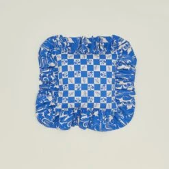 Ruffled Floral Cushion - Klein Blue