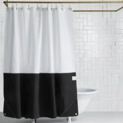 Orient Shower Curtain - White/Black -Home Furnishing Store roomwhiteblk