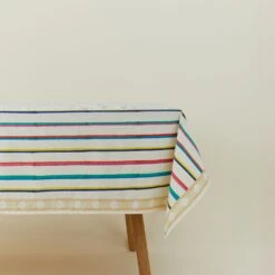 Block Printed Tablecloth - Block Printed Multi Stripe
