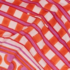 Block Printed Dish Cloth - Block Printed Red Plaid -Home Furnishing Store table red block printed dish cloth detail TBL.500.75.001.160