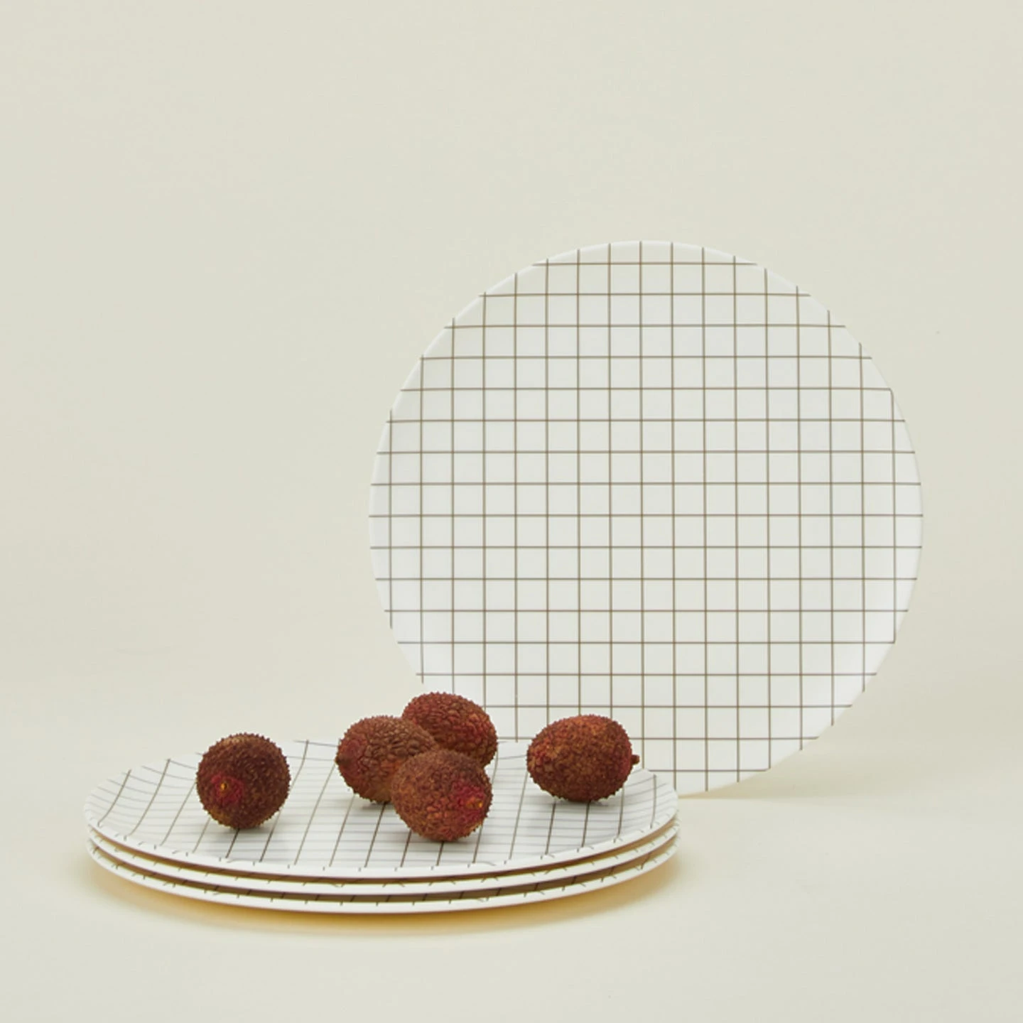 Bamboo Melamine Side Plate, Set Of 4 - Black Grid 2 Bamboo Melamine Side Plate, Set Of 4 - Black Grid - Image 2