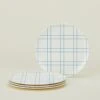 Bamboo Melamine Side Plate, Set Of 4 - Blue Plaid