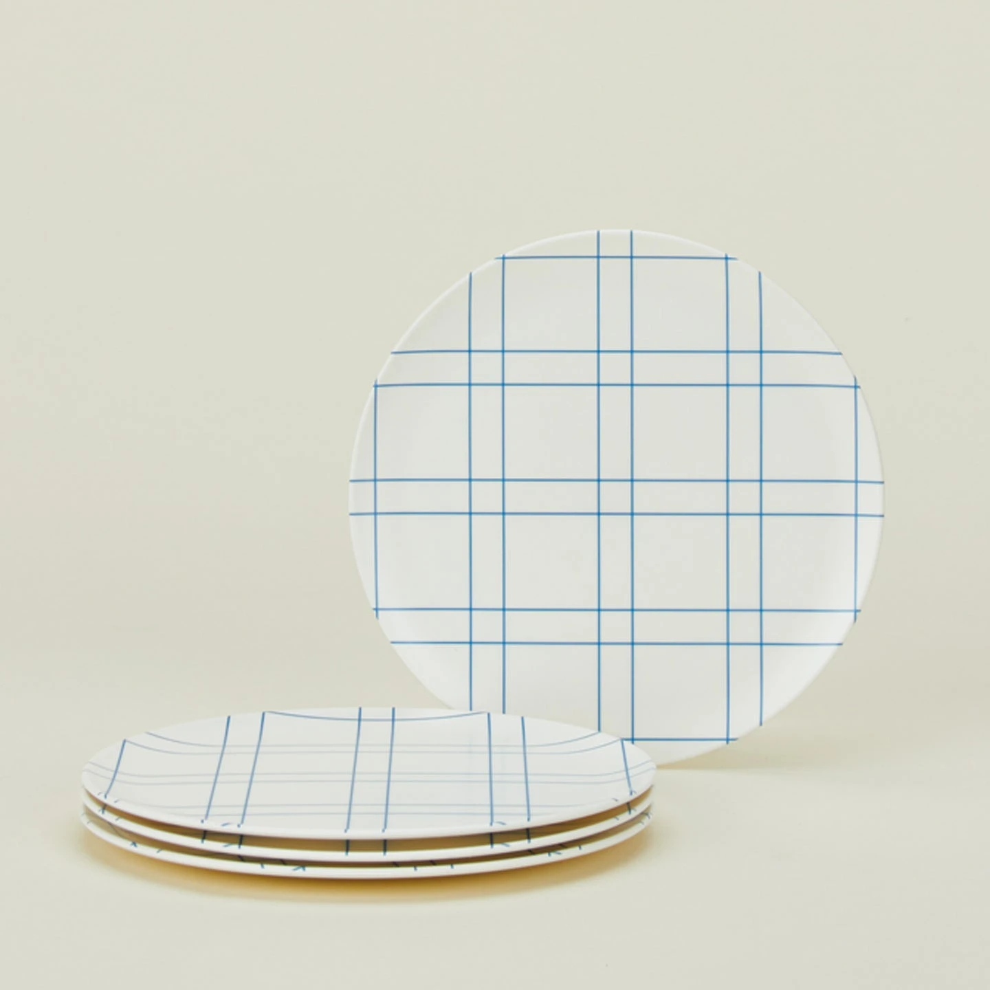 Bamboo Melamine Side Plate, Set Of 4 - Blue Plaid 1 Bamboo Melamine Side Plate, Set Of 4 - Blue Plaid