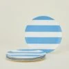 Bamboo Melamine Side Plate, Set Of 4 - Blue Wide Stripe