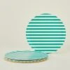 Bamboo Melamine Dinner Plate, Set Of 4 - Green Stripe