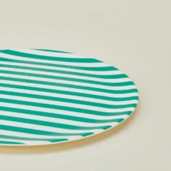 Bamboo Melamine Dinner Plate, Set Of 4 - Green Stripe 5 Bamboo Melamine Dinner Plate, Set Of 4 - Green Stripe -Home Furnishing Store xenia taler green stripe dinner plate detail XED.500.10.007