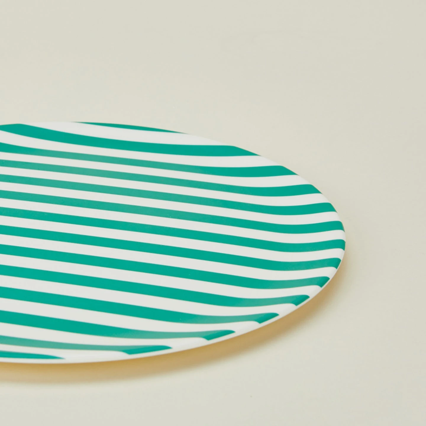 Bamboo Melamine Dinner Plate, Set Of 4 - Green Stripe 3 Bamboo Melamine Dinner Plate, Set Of 4 - Green Stripe - Image 3