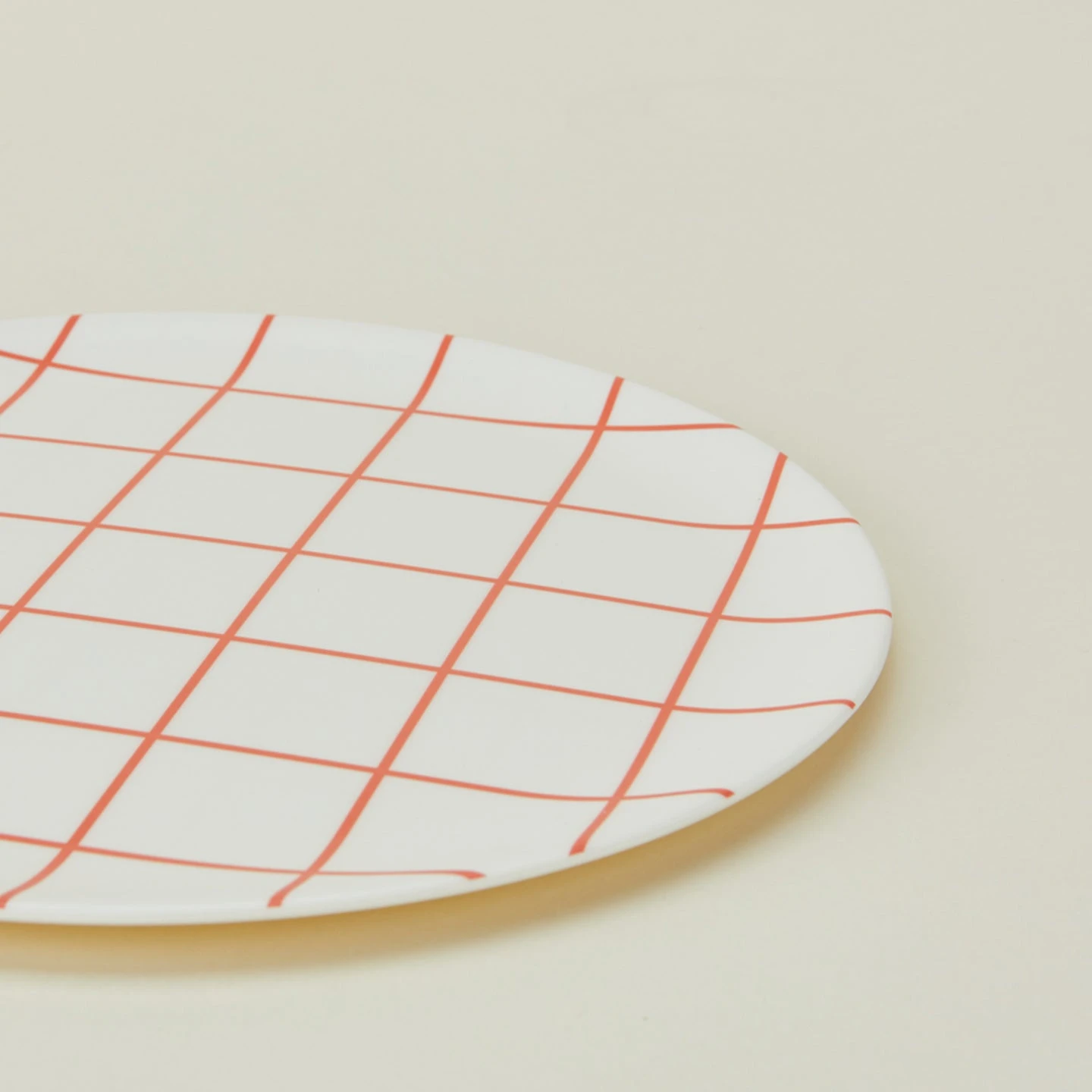 Bamboo Melamine Dinner Plate, Set Of 4 - Red Grid 4 Bamboo Melamine Dinner Plate, Set Of 4 - Red Grid - Image 4